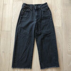 Mavi Wide Leg Cropped Raw Hem Black Jeans Size 24